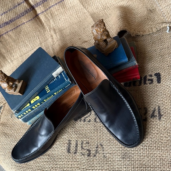 Santoni Black Leather Loafers main image 10